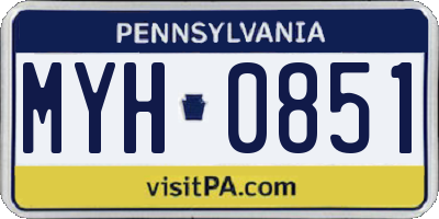 PA license plate MYH0851
