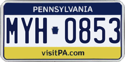 PA license plate MYH0853