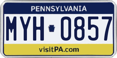 PA license plate MYH0857