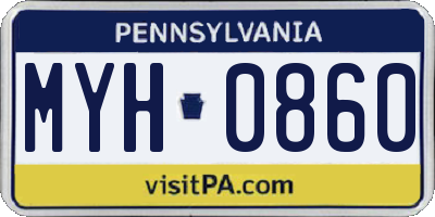PA license plate MYH0860