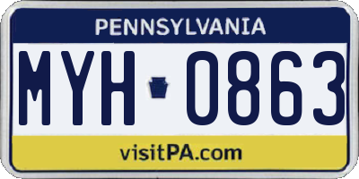 PA license plate MYH0863