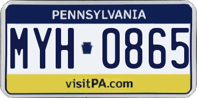 PA license plate MYH0865