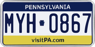 PA license plate MYH0867