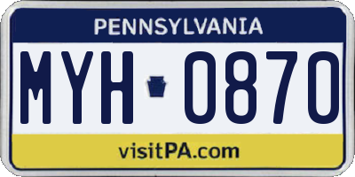 PA license plate MYH0870