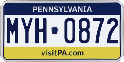 PA license plate MYH0872