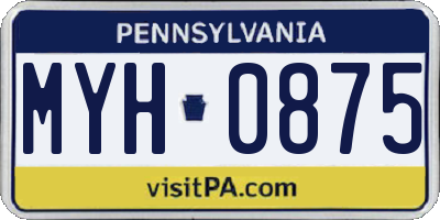 PA license plate MYH0875