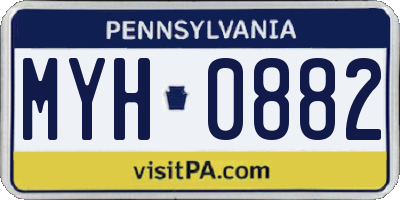 PA license plate MYH0882