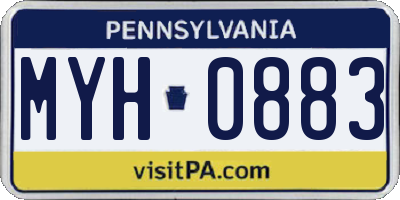 PA license plate MYH0883