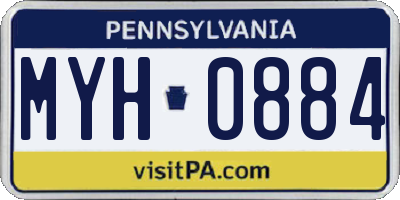 PA license plate MYH0884