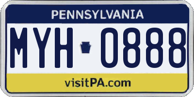 PA license plate MYH0888