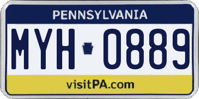 PA license plate MYH0889
