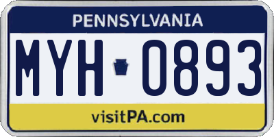 PA license plate MYH0893