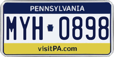 PA license plate MYH0898