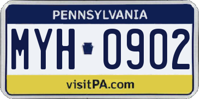 PA license plate MYH0902