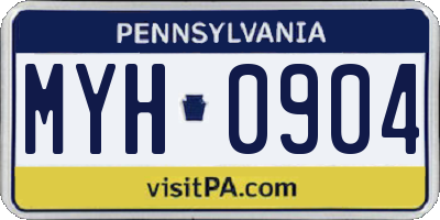 PA license plate MYH0904
