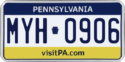 PA license plate MYH0906