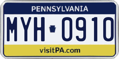 PA license plate MYH0910