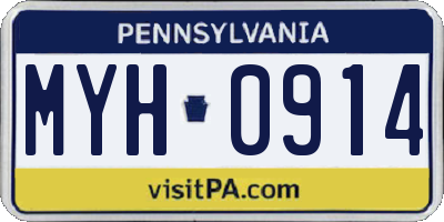 PA license plate MYH0914