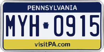PA license plate MYH0915
