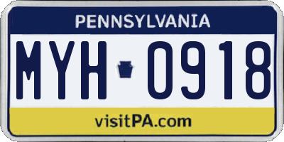 PA license plate MYH0918