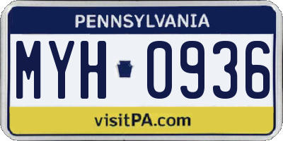 PA license plate MYH0936