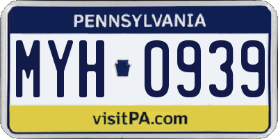 PA license plate MYH0939