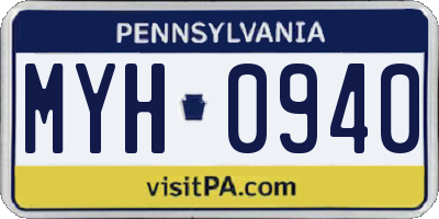 PA license plate MYH0940