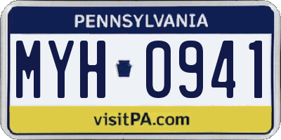 PA license plate MYH0941