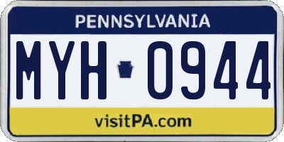PA license plate MYH0944
