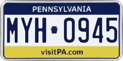 PA license plate MYH0945