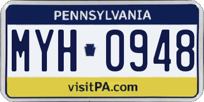 PA license plate MYH0948