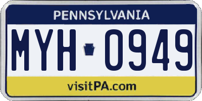 PA license plate MYH0949