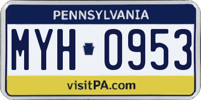 PA license plate MYH0953