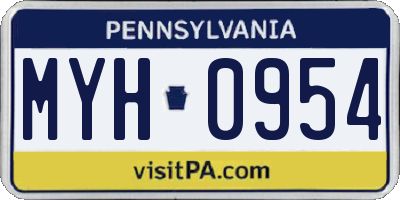 PA license plate MYH0954