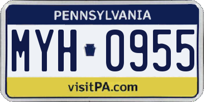PA license plate MYH0955