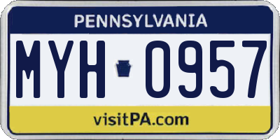 PA license plate MYH0957