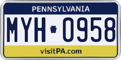 PA license plate MYH0958
