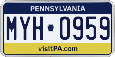 PA license plate MYH0959