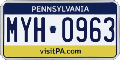 PA license plate MYH0963