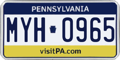 PA license plate MYH0965