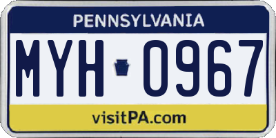 PA license plate MYH0967