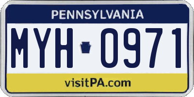 PA license plate MYH0971