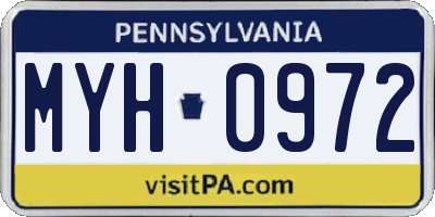PA license plate MYH0972