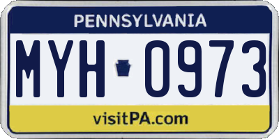PA license plate MYH0973
