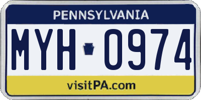 PA license plate MYH0974