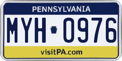 PA license plate MYH0976