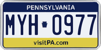 PA license plate MYH0977