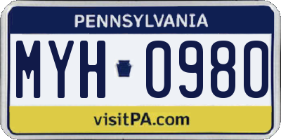 PA license plate MYH0980