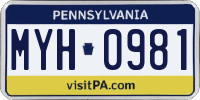 PA license plate MYH0981