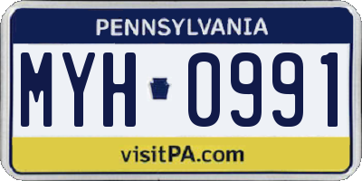 PA license plate MYH0991